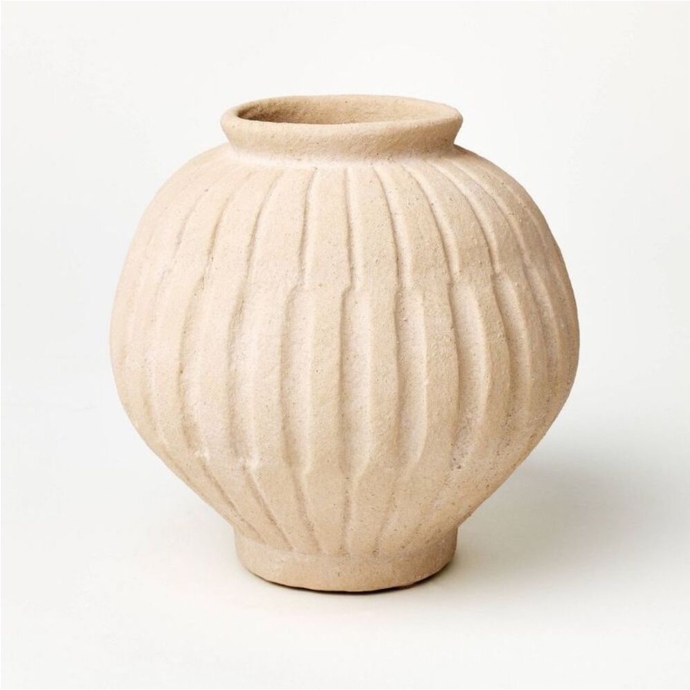 Tall Carved Ceramic Vase - Threshold designed with Studio McGee 9”